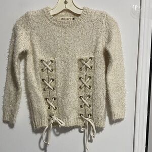 Chloe Ivory Knit Sweater with Lace Detailing